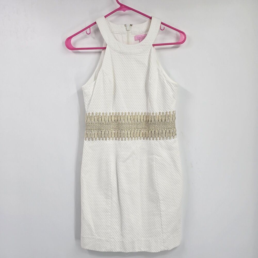 Lilly Pulitzer Ashlyn Shift Dress Resort White Floral Lace Sz 00 Grecian Bridal